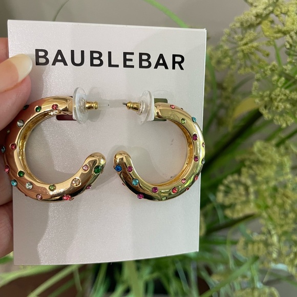 BaubleBar Jewelry New Bauble Bar 222 Gold Hoops With Multicolored